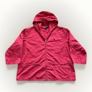 Vintage Polo Ralph Lauren Jacket‎ Men's XL Twill Cotton Red Windbreaker 90s